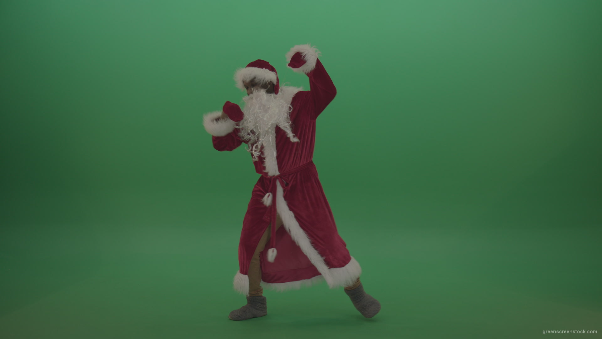 Crazy-santa-moves-over-chromakey-background_009 Green Screen Stock