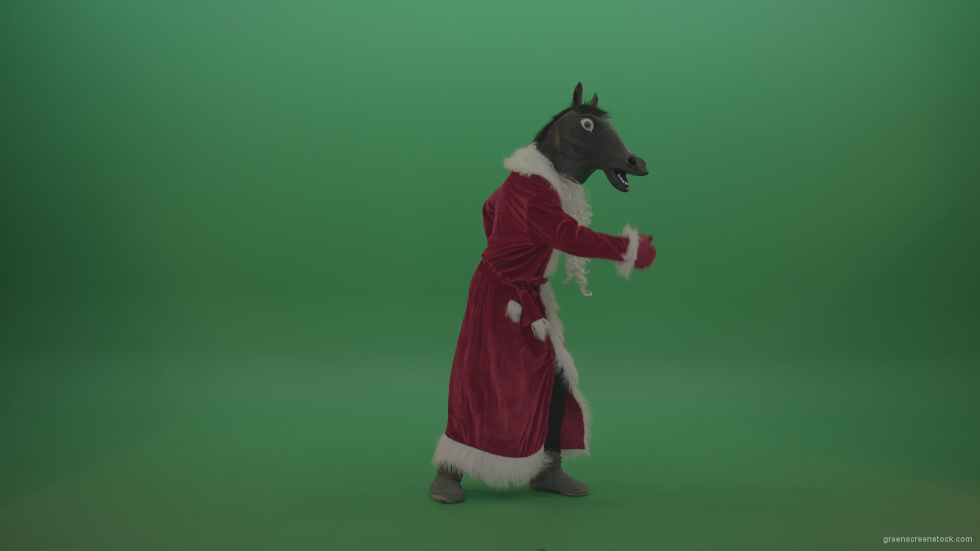 vj video background Creepy-horse-head-santa-dances-over-chromakey-background-1_003