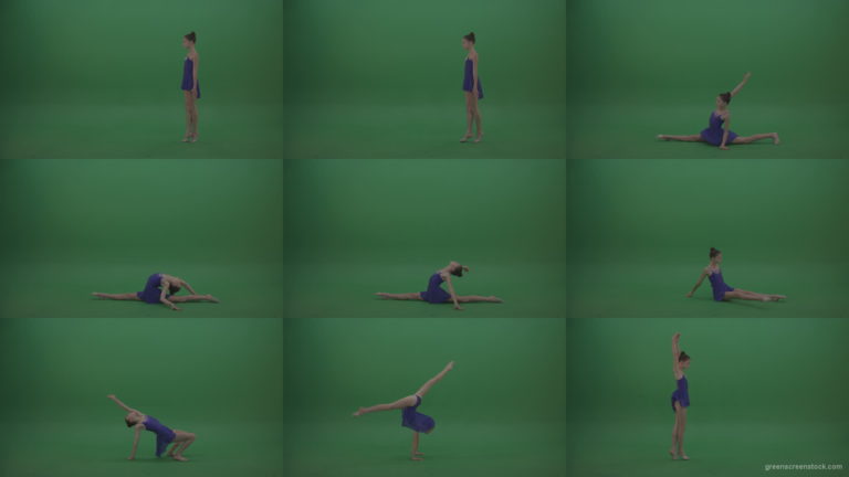 Cute_Athletic_Gymnast_Performing_Awesome_Split_Technique_Spin_Combination_With_Back_Handspring_On_Green_Screen_Chroma_Key_Wall_Background Green Screen Stock