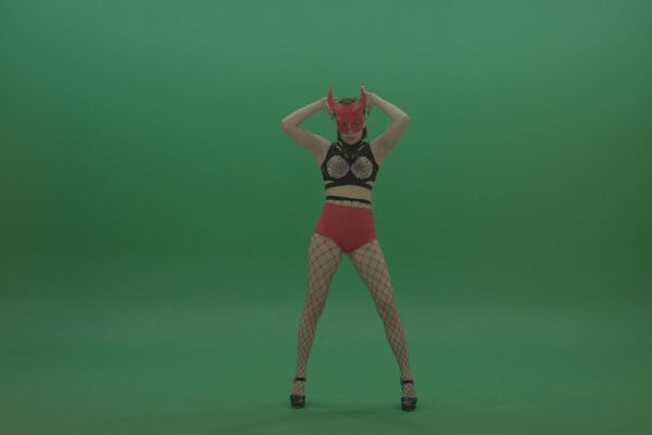 Girl-in-red-devil-mask-dancing-go-go-on--Green-Screen-Video-Footage-4K