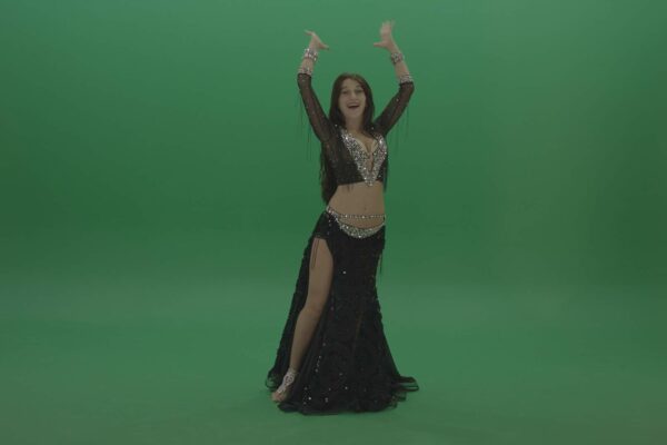 belly dancing woman on green screen 4k video footage