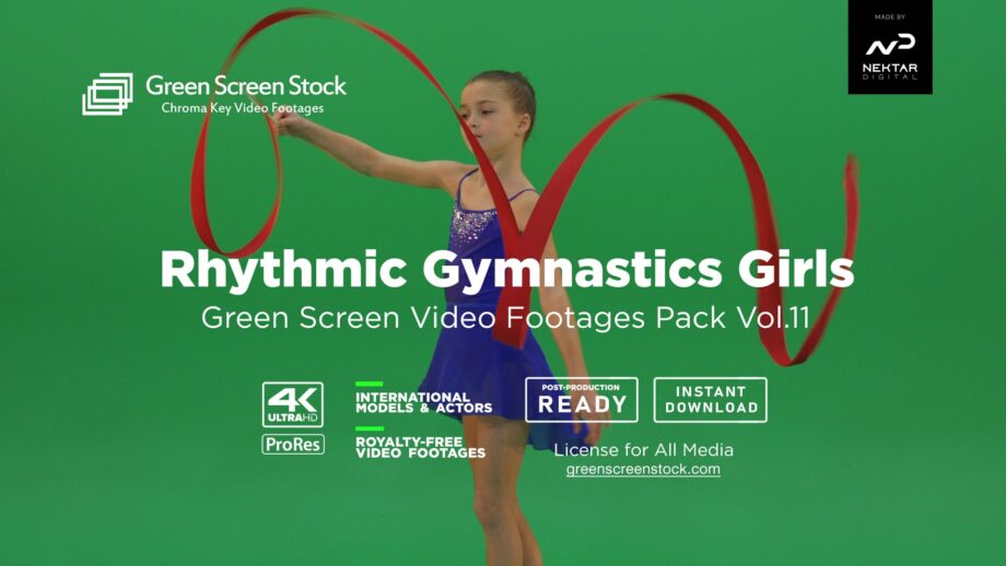 rythmic gymnastic kids green screen video footage