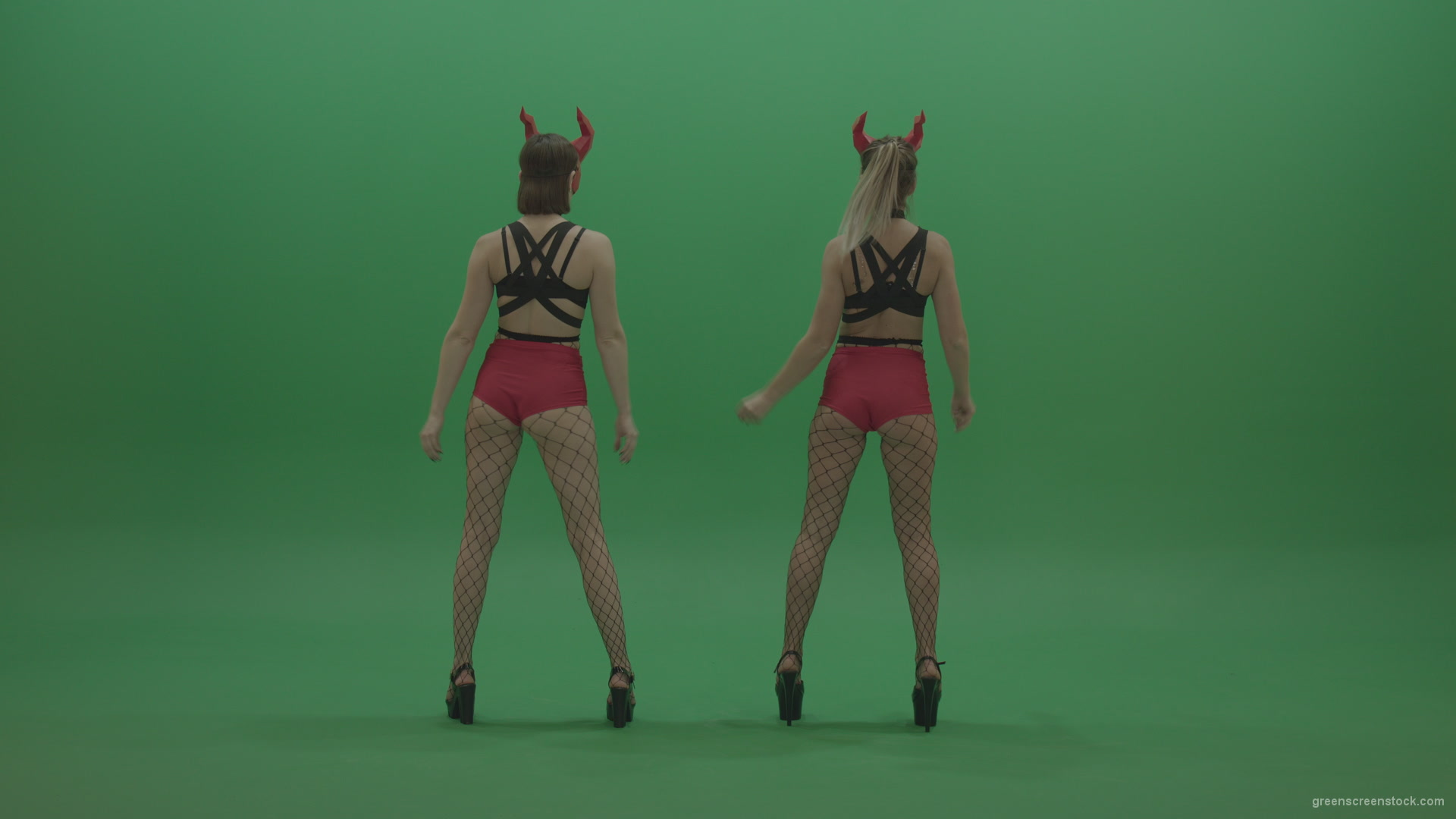 PJ-Demons-Go-Go-Dance-Woman-Red-Mask-Dancers-Green-Screen-Stock-12_005 Green Screen Stock