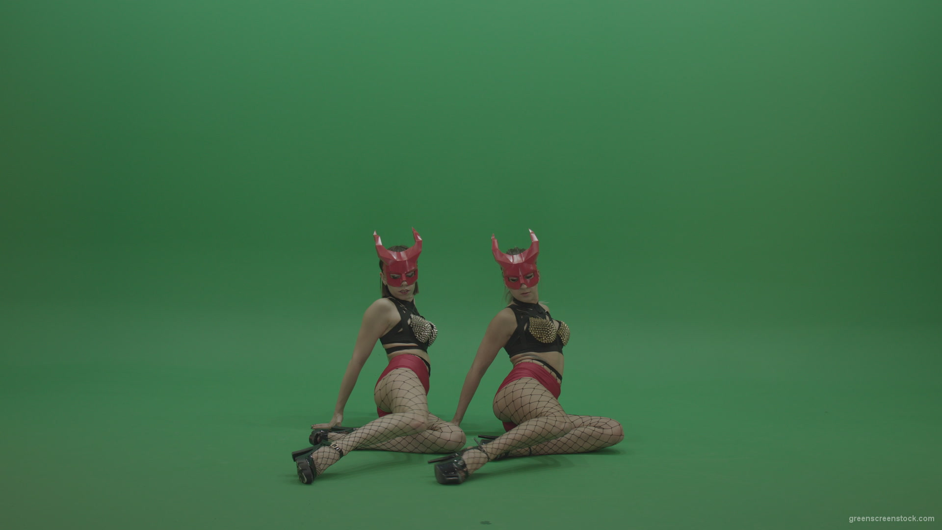 PJ-Demons-Go-Go-Dance-Woman-Red-Mask-Dancers-Green-Screen-Stock-5_005 Green Screen Stock