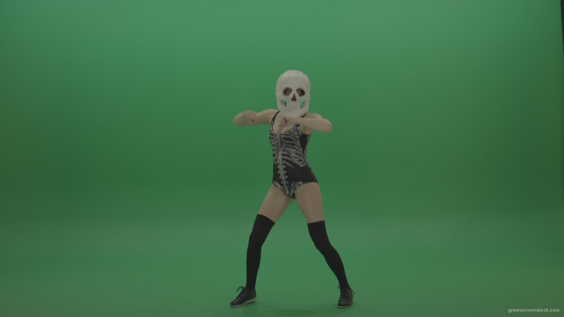 Skull-Head-Dancer-GoGo-Girl-13_004 Green Screen Stock