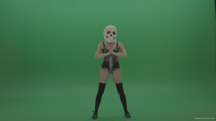Skull-Head-Dancer-GoGo-Girl-14_005 Green Screen Stock