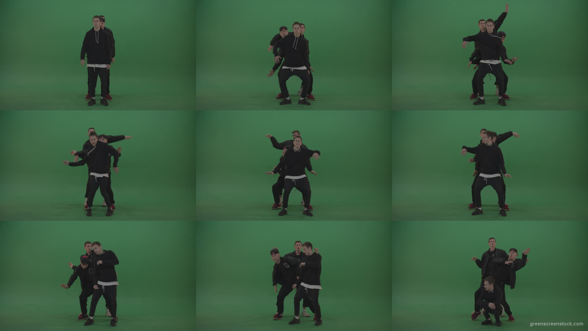 Wave-dance-by-boys-breakdance-team-on-green-screen-background Green Screen Stock
