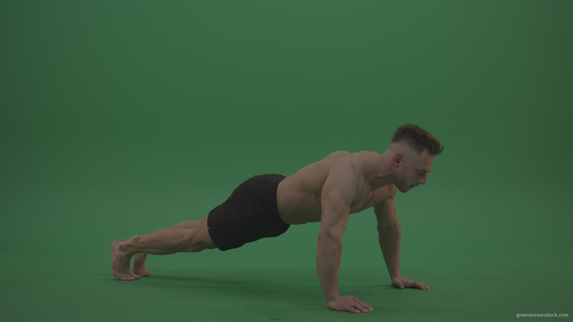 Young_Bodybuilder_Showing_Pull_Ups_Technique_For_Great_Pectoral_Muscles_Excercising_On_Green_Screen_Wall_Background_006 Green Screen Stock