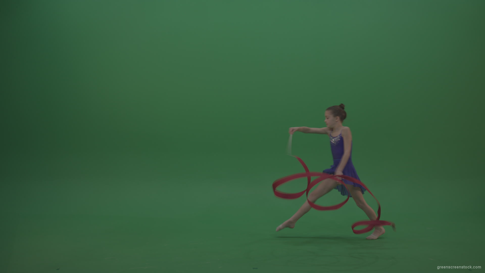 Young_Female_Acrobat_Gymnast_Performing_Acro_Dance_Using_Red_Long_Ribbon_On_Green_Screen_Wall_Chroma_Key_Background_002 Green Screen Stock