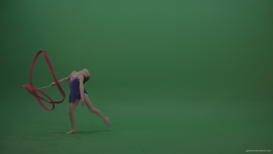 vj video background Young_Female_Acrobat_Gymnast_Performing_Acro_Dance_Using_Red_Long_Ribbon_On_Green_Screen_Wall_Chroma_Key_Background_003