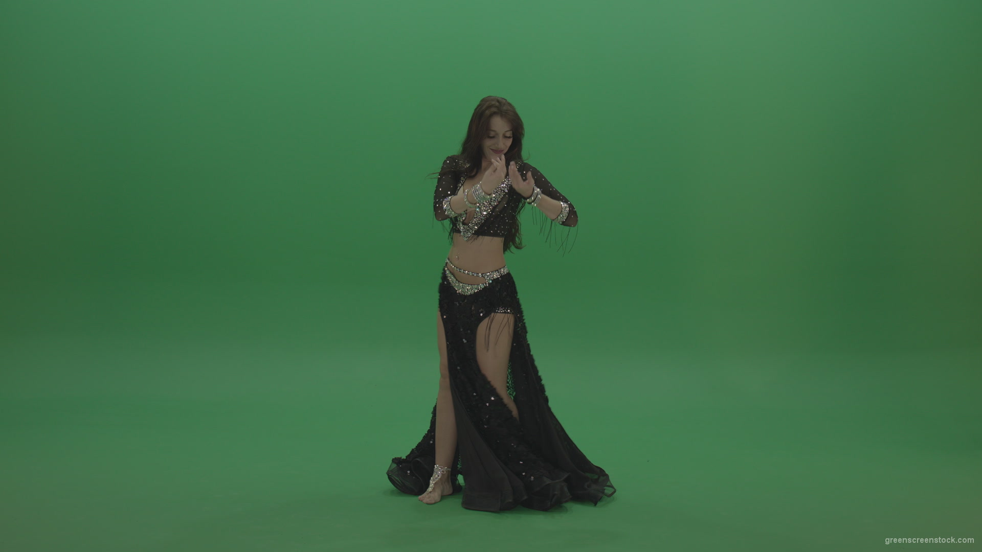 vj video background Adorable-belly-dancer-in-black-wear-display-amazing-dance-moves-over-chromakey-background_003