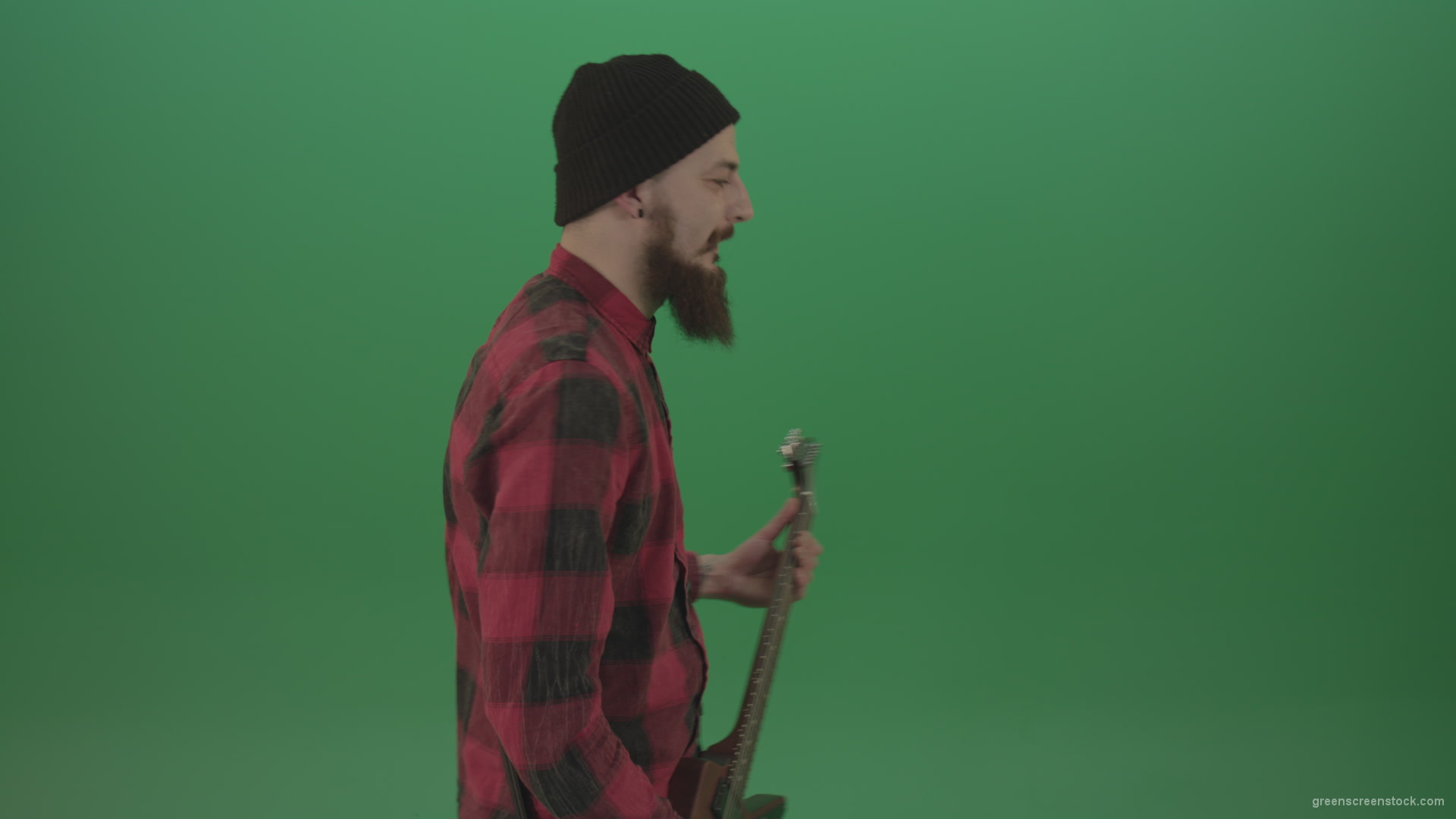Angry-punk-rock-man-guitarist-play-guitar-and-scream-death-hardcore-music-isolated-on-green-screen_002 Green Screen Stock