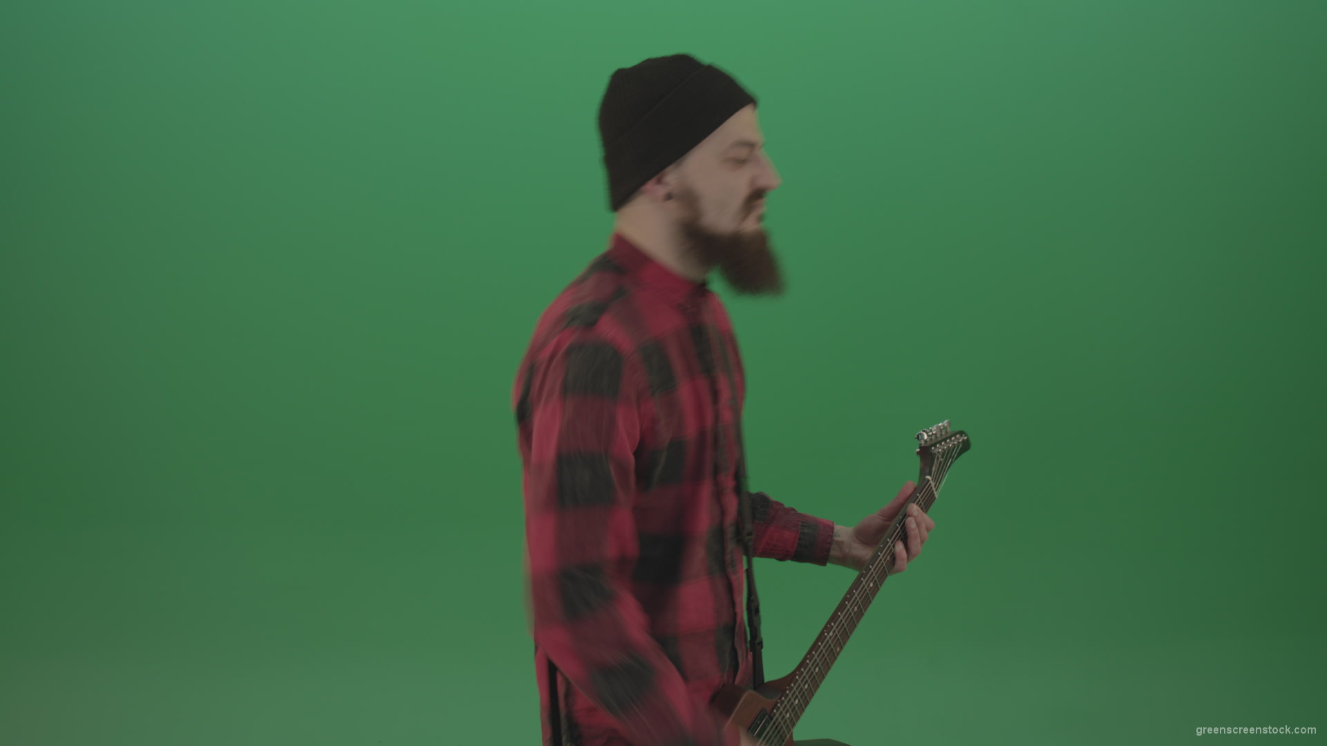 Angry-punk-rock-man-guitarist-play-guitar-and-scream-death-hardcore-music-isolated-on-green-screen_004 Green Screen Stock