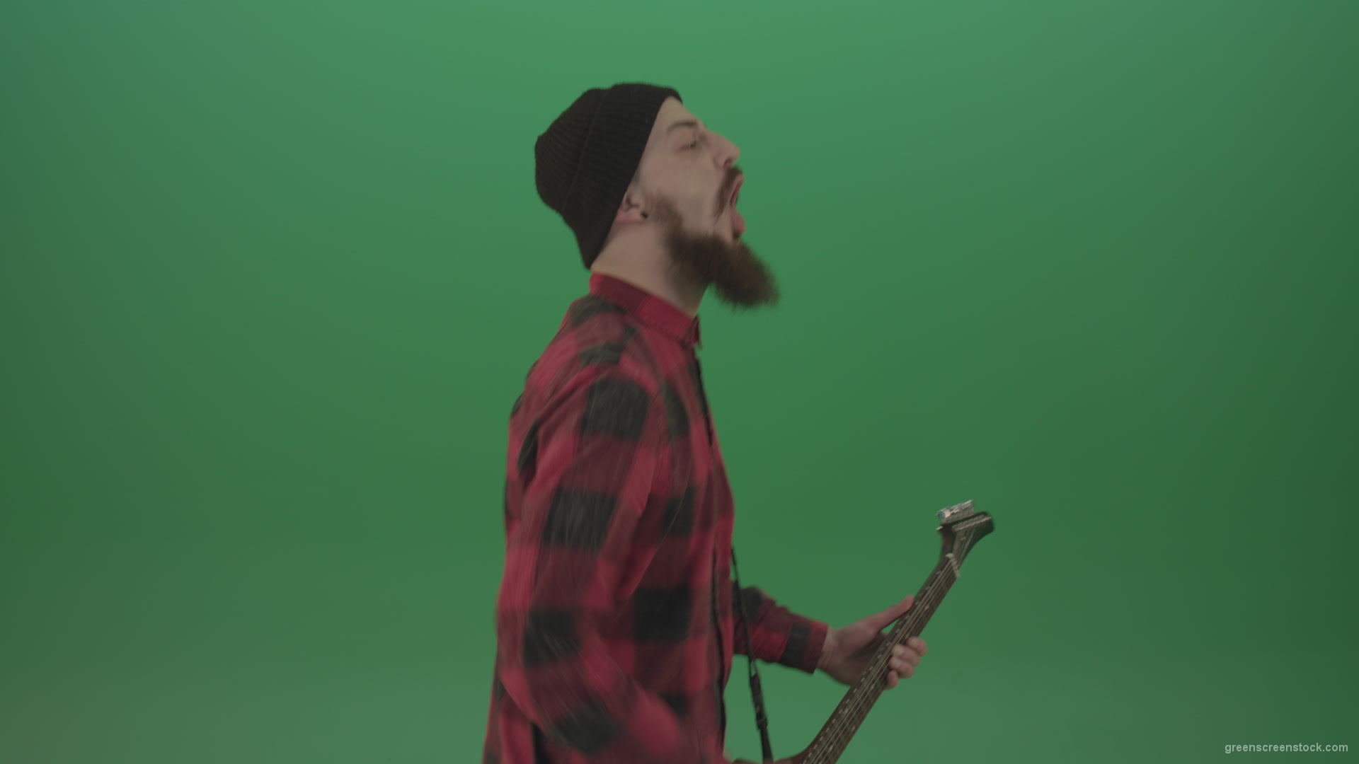 Angry-punk-rock-man-guitarist-play-guitar-and-scream-death-hardcore-music-isolated-on-green-screen_007 Green Screen Stock
