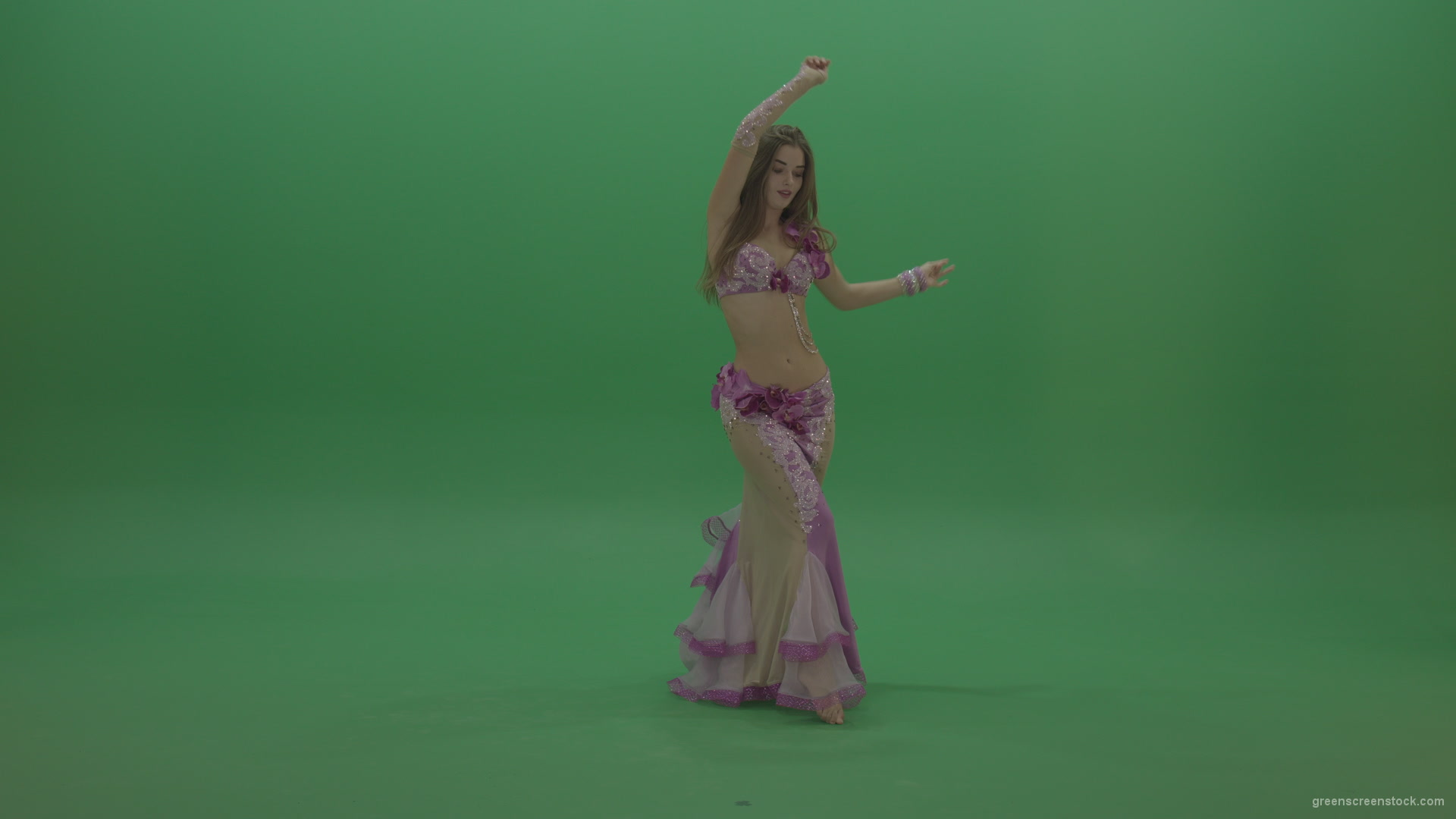 Beautiful-belly-dancer-display-amazing-dance-moves-over-chromakey-background_002 Green Screen Stock