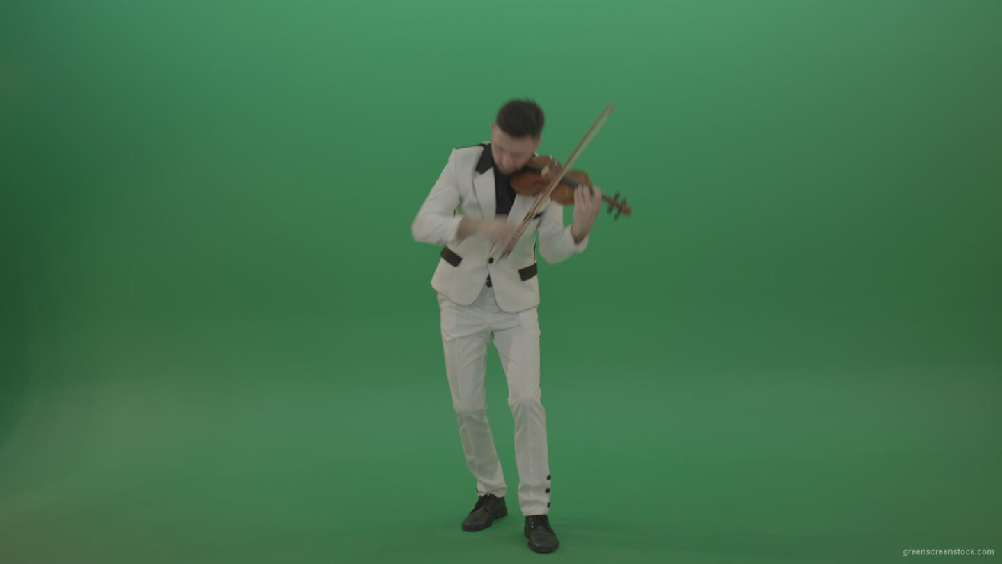 vj video background Classic-music-Man-in-white-costume-and-eyes-in-black-mask-play-gothic-violin-Fiddle-string-music-instrument-isolated-on-green-screen_003