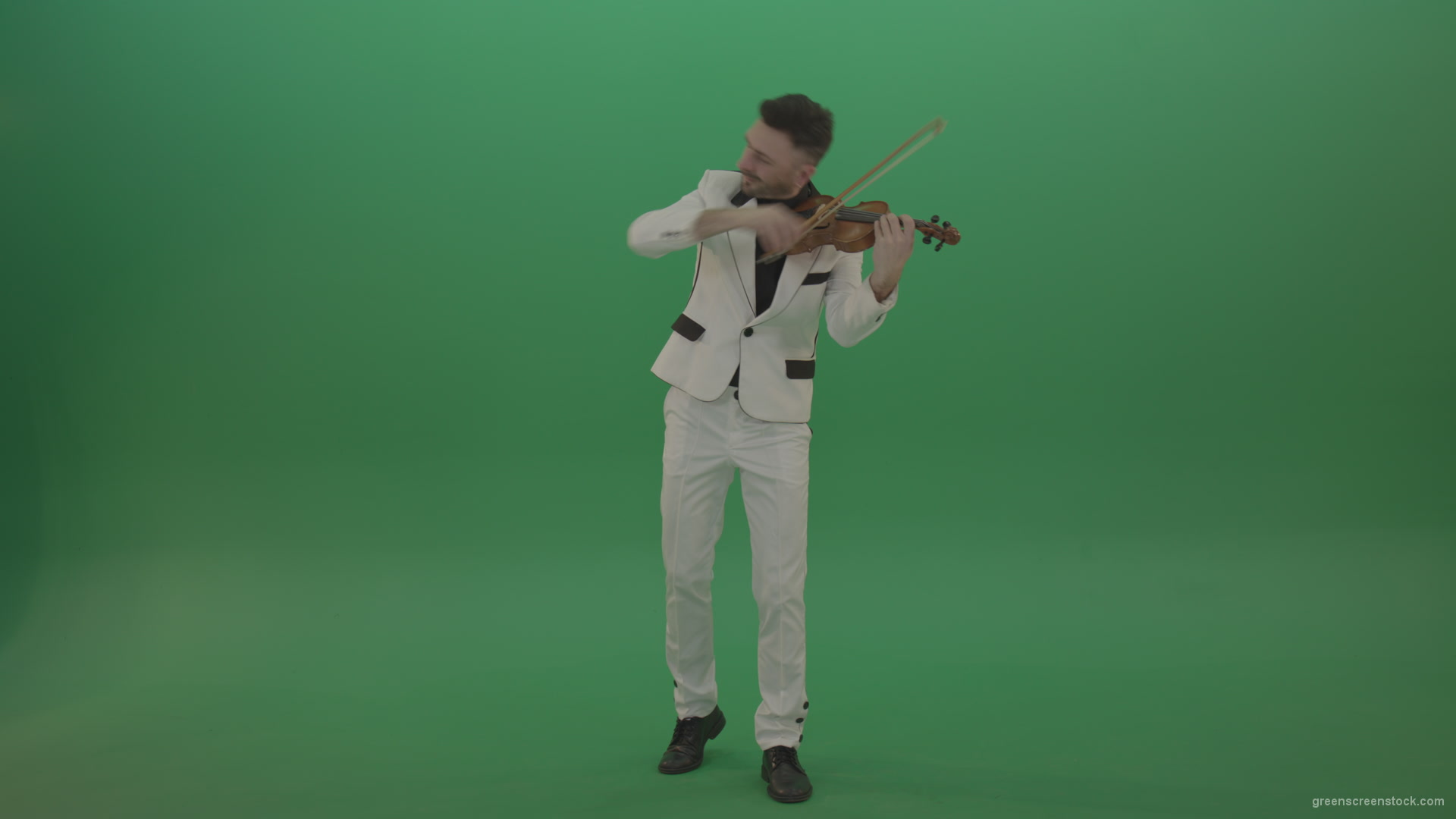 Classic-music-Man-in-white-costume-and-eyes-in-black-mask-play-gothic-violin-Fiddle-string-music-instrument-isolated-on-green-screen_004 Green Screen Stock