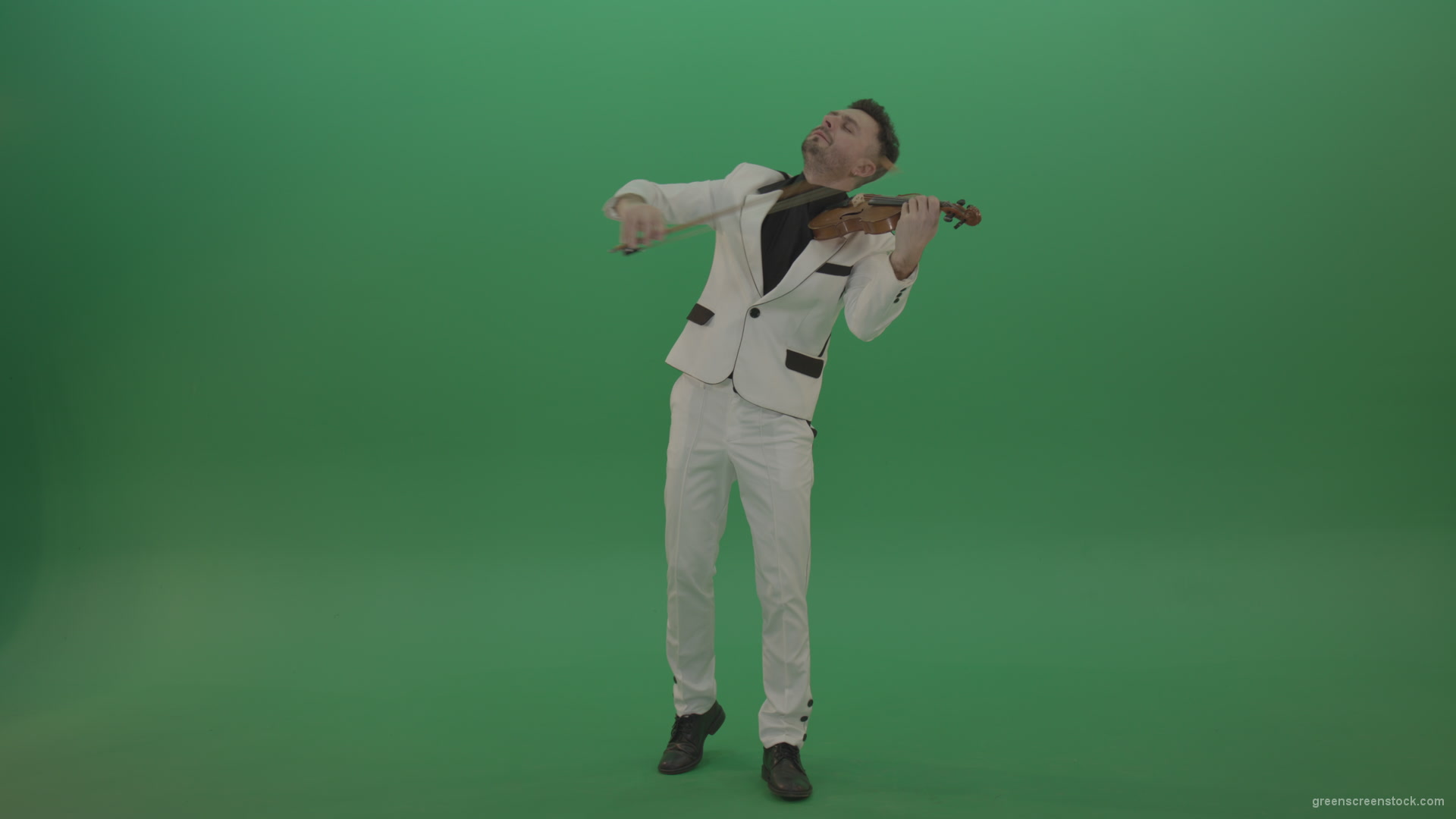Classic-music-Man-in-white-costume-and-eyes-in-black-mask-play-gothic-violin-Fiddle-string-music-instrument-isolated-on-green-screen_005 Green Screen Stock