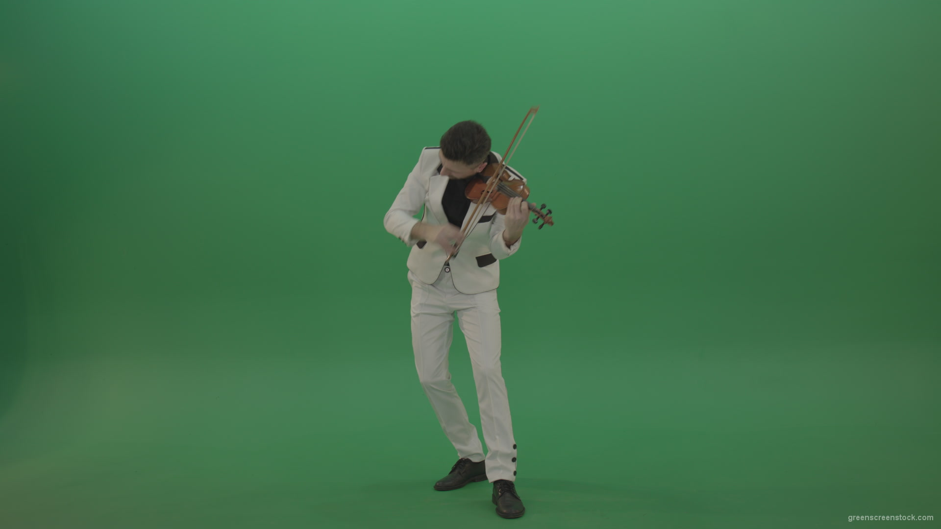 Classic-music-Man-in-white-costume-and-eyes-in-black-mask-play-gothic-violin-Fiddle-string-music-instrument-isolated-on-green-screen_006 Green Screen Stock