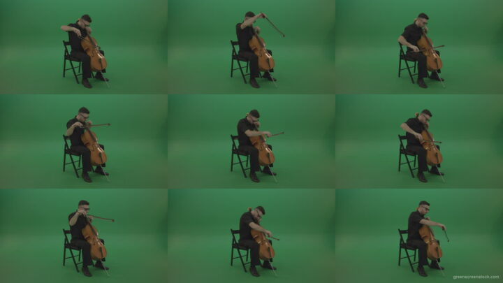 Classic-music-orchestra-man-playing-violoncello-cello-strings-music-instrument-isolated-on-green-screen Green Screen Stock