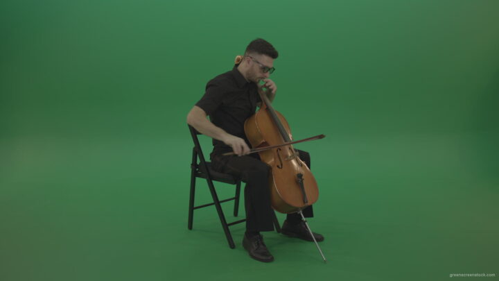 vj video background Classic-music-orchestra-man-playing-violoncello-cello-strings-music-instrument-isolated-on-green-screen_003