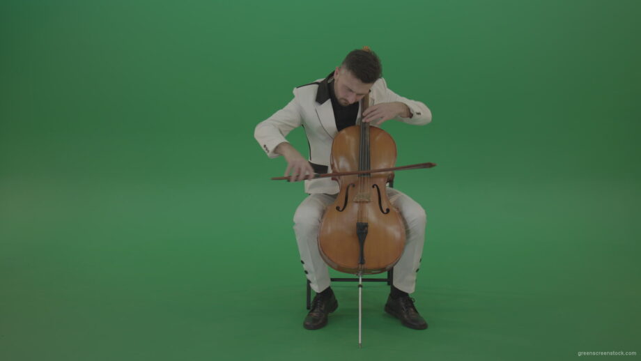 vj video background Classic-orchestra-man-in-white-wear-play-violoncello-cello-strings-music-instrument-isolated-on-green-screen_003