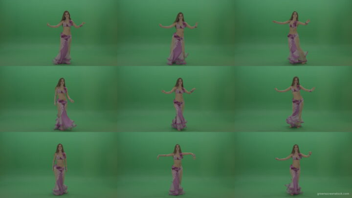 Delightful-belly-dancer-in-pink-wear-display-amazing-dance-moves-over-chromakey-background Green Screen Stock