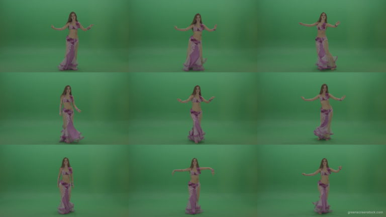Delightful-belly-dancer-in-pink-wear-display-amazing-dance-moves-over-chromakey-background Green Screen Stock
