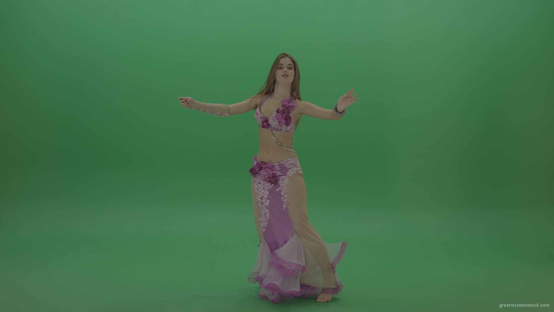 vj video background Delightful-belly-dancer-in-pink-wear-display-amazing-dance-moves-over-chromakey-background_003