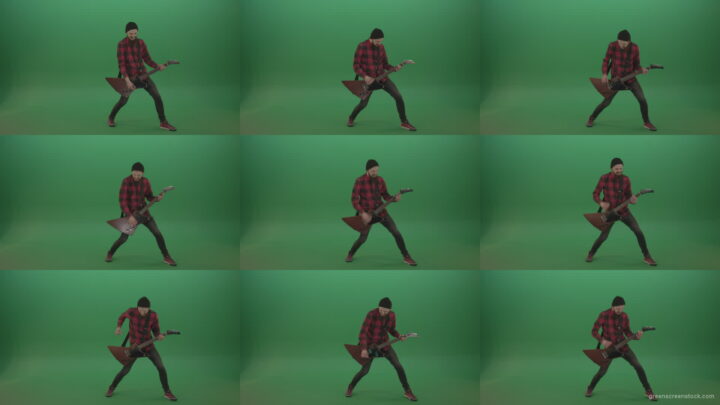 Full-size-Green-Screen-Musician-Rock-Guitarist-man-in-red-shirt-play-guitar-on-green-screen Green Screen Stock