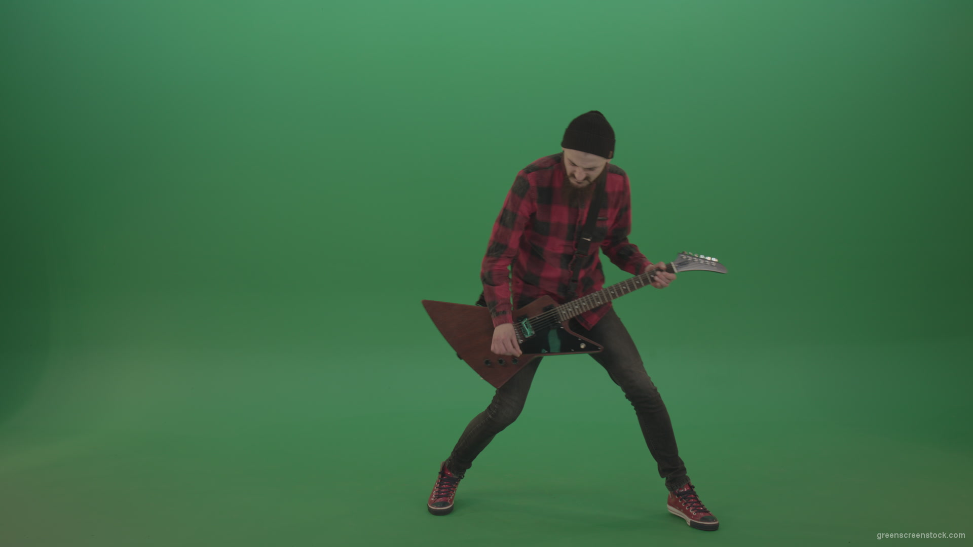Full-size-Green-Screen-Musician-Rock-Guitarist-man-in-red-shirt-play-guitar-on-green-screen_008 Green Screen Stock