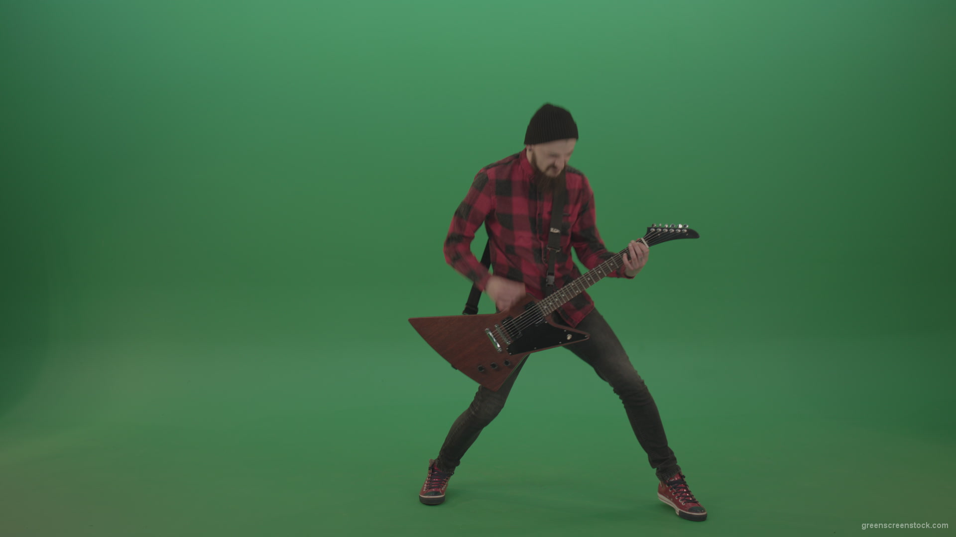 Full-size-Green-Screen-Musician-Rock-Guitarist-man-in-red-shirt-play-guitar-on-green-screen_009 Green Screen Stock