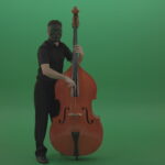 vj video background Full-size-man-in-black-gead-mask-with-chromakey-eyes-play-jazz-on-double-bass-String-music-instrument-isolated-on-green-screen_003