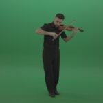 vj video background Full-size-view-virtuoso-Man-in-black-costume-play-violin-fiddle-strings-music-instument-on-green-screen_003