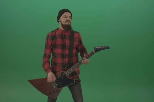 rock man guitar player over green screen - video footage