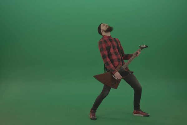 rock man guitar player over green screen - video footage