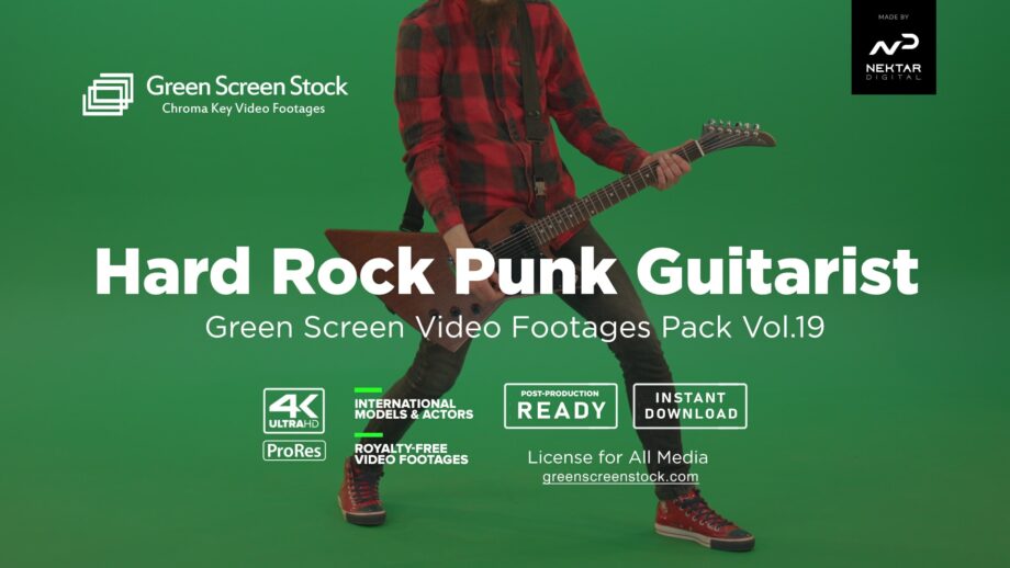 Green Screen Stock Product Image HARD ROCK GUITARIST