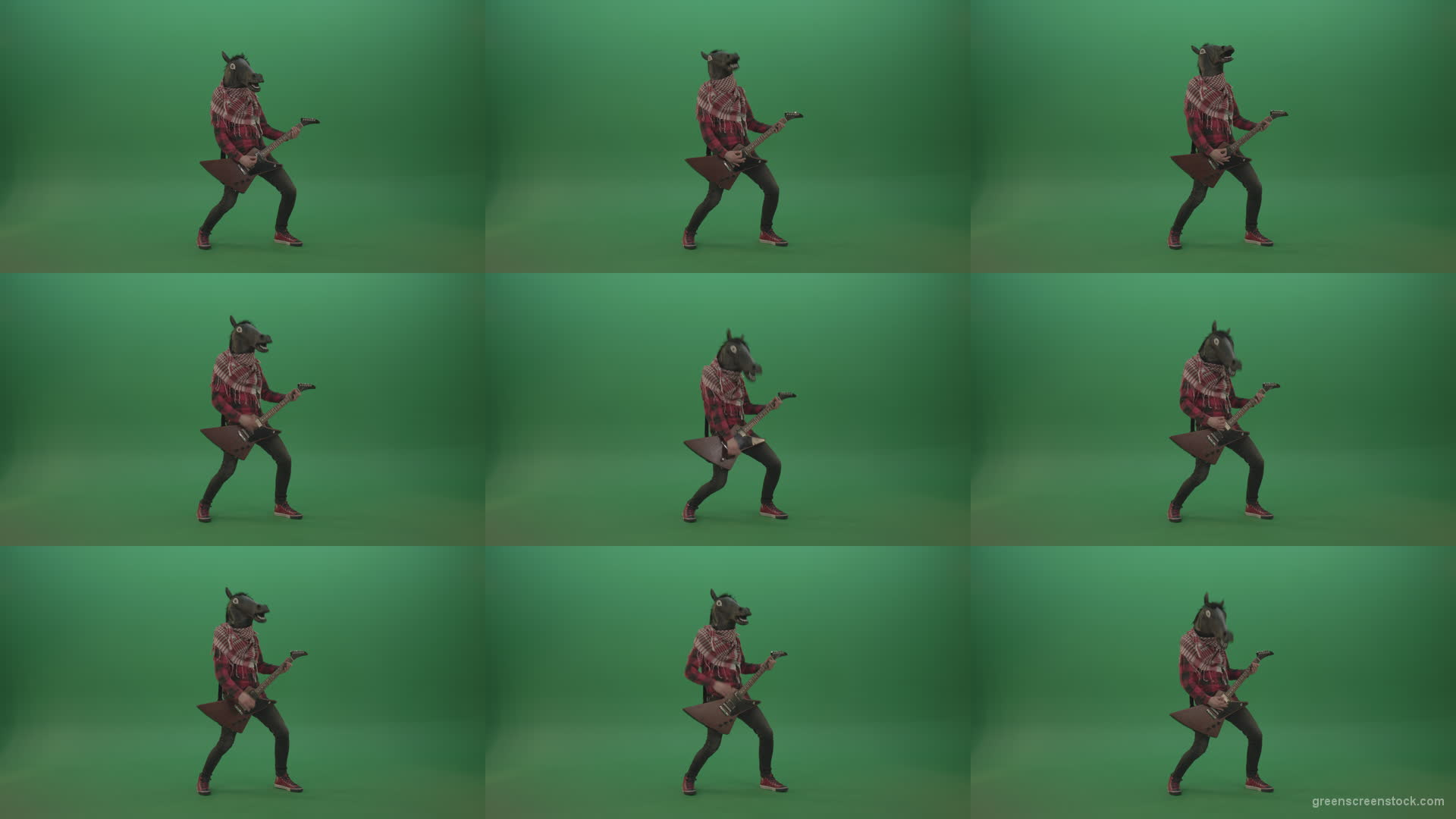 Green-screen-horse-man-guitaris-play-hard-rock-music-with-guitar-isolated-on-green-background Green Screen Stock