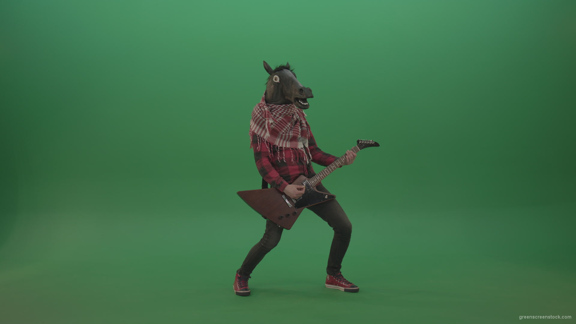 Green-screen-horse-man-guitaris-play-hard-rock-music-with-guitar-isolated-on-green-background_001 Green Screen Stock