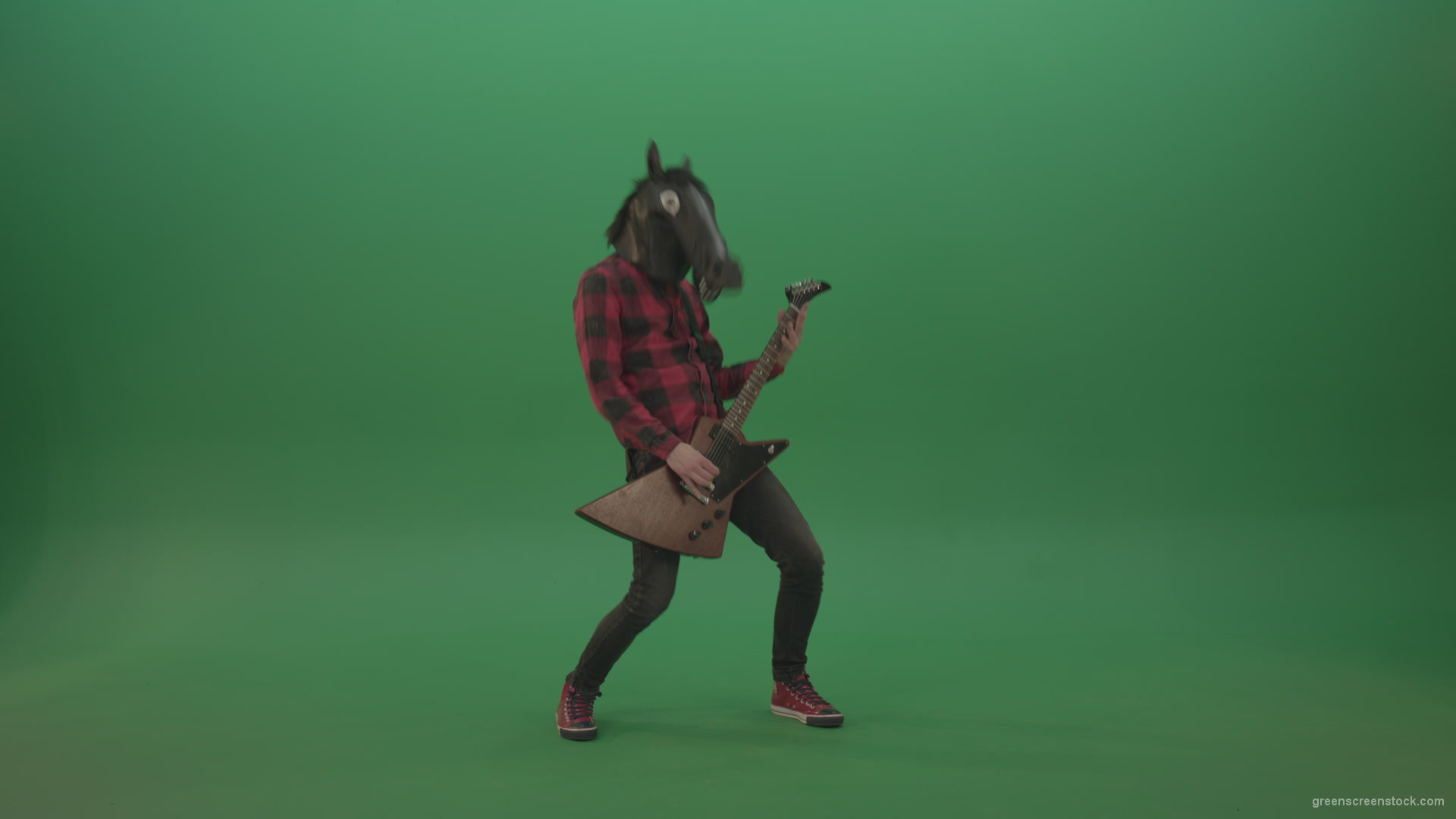 vj video background Guitarist-horse-man-with-horse-mask-head-play-guitar-on-green-screen_003