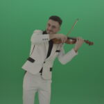 vj video background Happy-man-in-white-costume-dramatic-playing-violin-music-instrument-isolated-on-green-screen_003