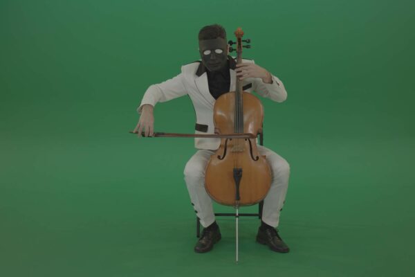 double bass music player on green screen video footage