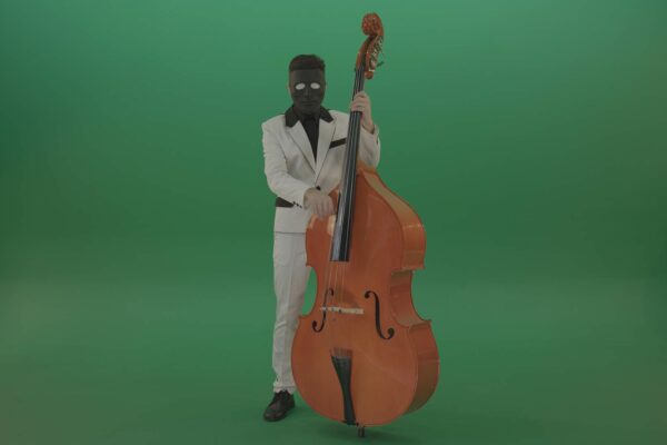 double bass music player on green screen video footage