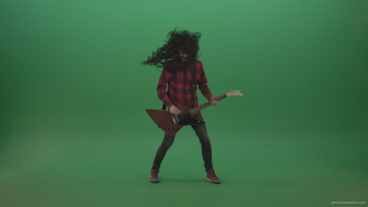 vj video background Long-black-hair-hardcore-rock-man-guitarist-play-guitar-and-shaking-head-isolated-on-green-screen_003