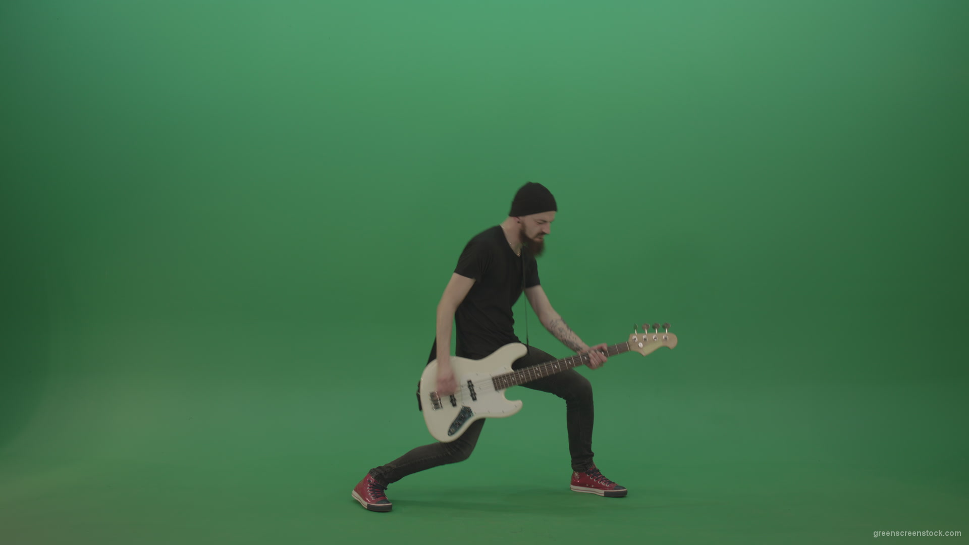 Man-enjoy-to-play-hard-rock-bass-guitar-isolated-on-green-screen-4k-footage_006 Green Screen Stock