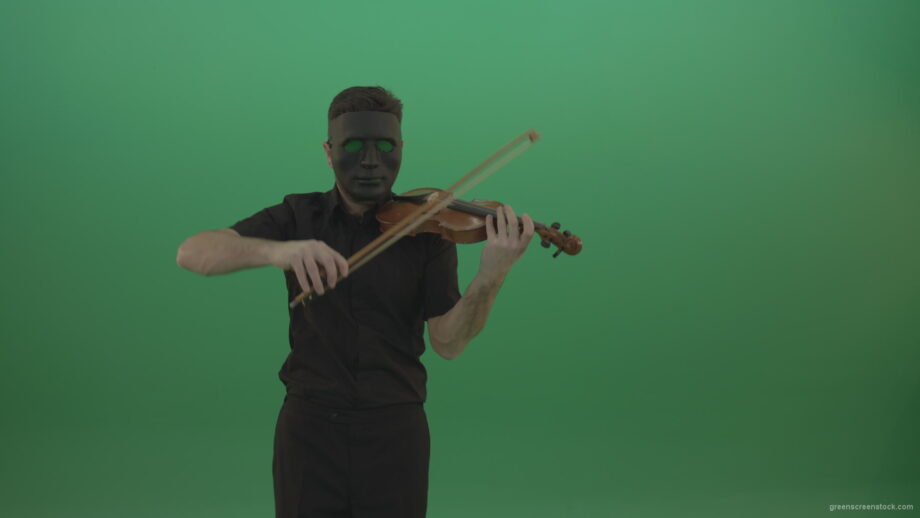 vj video background Man-in-black-shirt-and-mask-fast-play-violin-fiddle-strings-gothic-music-isolated-on-green-screen_003