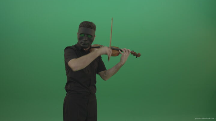 vj video background Man-in-black-wear-and-mask-play-violin-fiddle-strings-gothic-dark-music-isolated-on-green-screen_003
