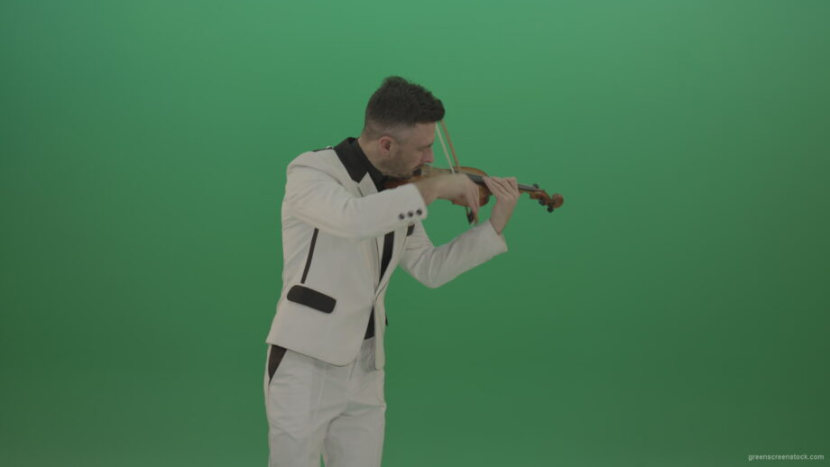 vj video background Man-is-playing-slow-love-in-white-costume-on-violin-Fiddle-string-music-instrument-isolated-on-green-screen_003