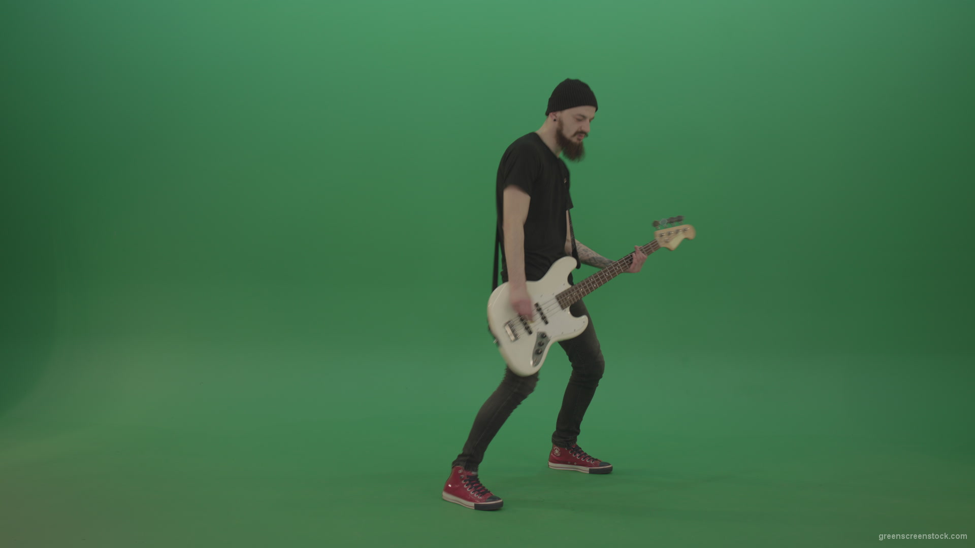 Man-play-music-instrument-bass-guitar-isolated-on-green-screen_002 Green Screen Stock