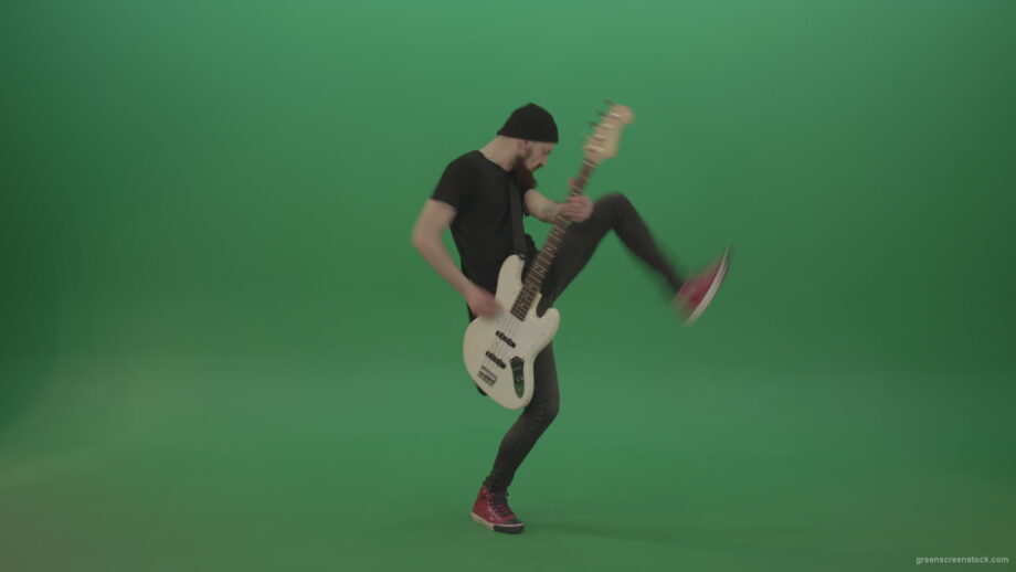 vj video background Man-play-music-instrument-bass-guitar-isolated-on-green-screen_003